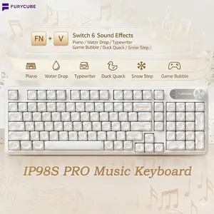 [NEW] FURYCUBE IP98S PRO Music Foundation Keyboard 98keys Wired Wireless Keyboard with Number Pad Silent Media Knob Custom RGB Backlit Ergonomic for PC MAC PS4 Xbox ONE Membrane keyboard Office Giftguide Silent