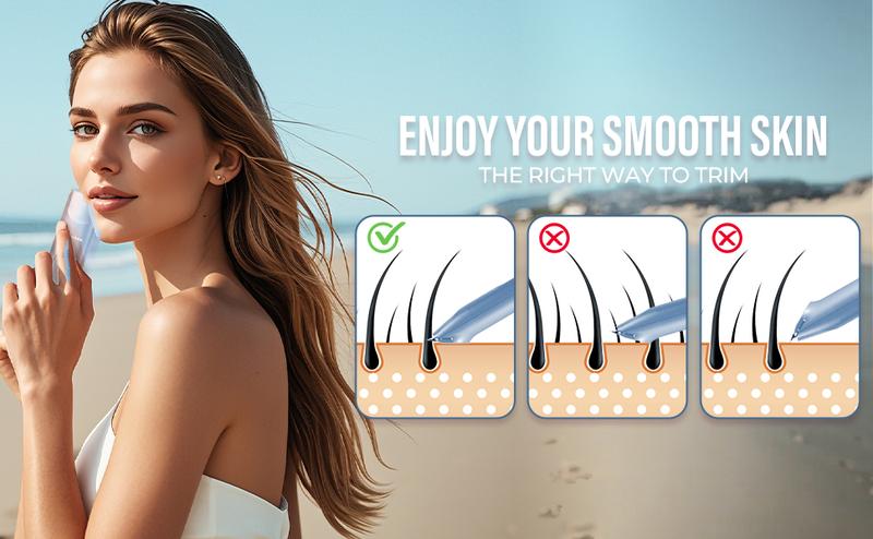 Akunbem Bikini Trimmer for Women,  Electric Shaver and Razor Rechargeable 2-in-1 Body and Facial Hair Removal Double Head for Painless Trimming of Pubic Face Underarm Legs, IPX7 Waterproof,Blue