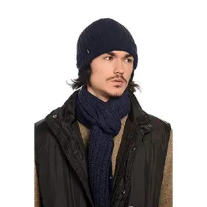 Men Women Winter Chunky Cable Beanie Hat with Scarf 2 Pcs Set