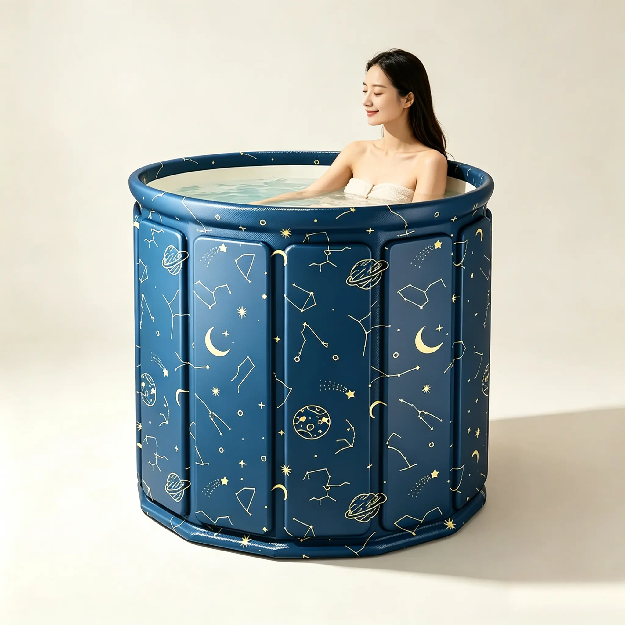 Portable Bathtub for Adults, Freestanding Bath Tub for Shower | Collapsible, Hot Ice Bath Tubs with Thickened Thermal Foam to Keep Temperature, PVC Outdoor Soaking Tub, Home SPA