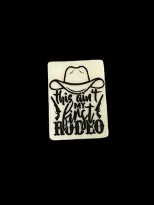 F/C19- (1)PC 1.2" This ain't my first RODEO W/Cowboy Hat Focal Bead for DIY Keychains, Wristlets, Cup Charms, Car Charms ETC