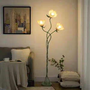 Elegant 3-Head Flower Floor Lamp with Adjustable Gooseneck 3 Color Modes Tall Corner Standing Lamp for Living Room Bedroom Reading Vine Floral Lily of the Valley Decor tiktokshopspringglowup