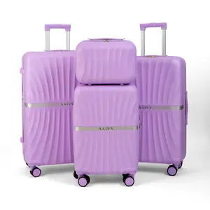 AAIVV Expandable Luggage 4 Piece Set, USB Charging Port Airline-Approved Hard Shell, ABS Suitcase with TSA Lock, 20 inch Carry on Luggage with Cup Holder, Double Spinner Rolling Wheels Suitcases for Lightweight Travel (28in26in20in13in)