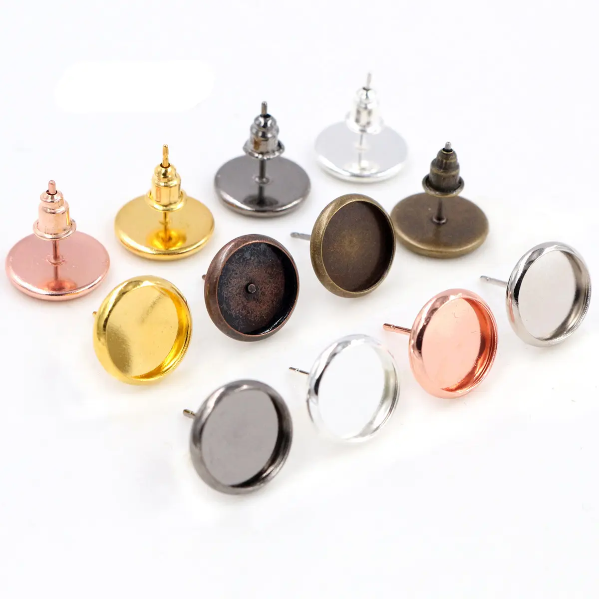 Copper Material 6mm 8mm 10mm 12mm Earring Studs,Earrings Blank/Base,Fit 6-14mm Cabochons,earring setting