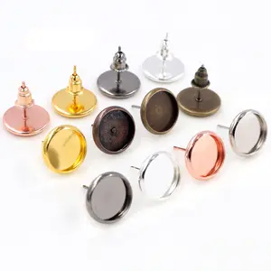 Copper Material 6mm 8mm 10mm 12mm Earring Studs,Earrings Blank/Base,Fit 6-14mm Cabochons,earring setting