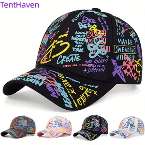2026 Colorful Graffiti Hip Hop Baseball Hat Casual Sunscreen Printed Duck Tongue Hat Personalized Hat Trendy Men and Women
