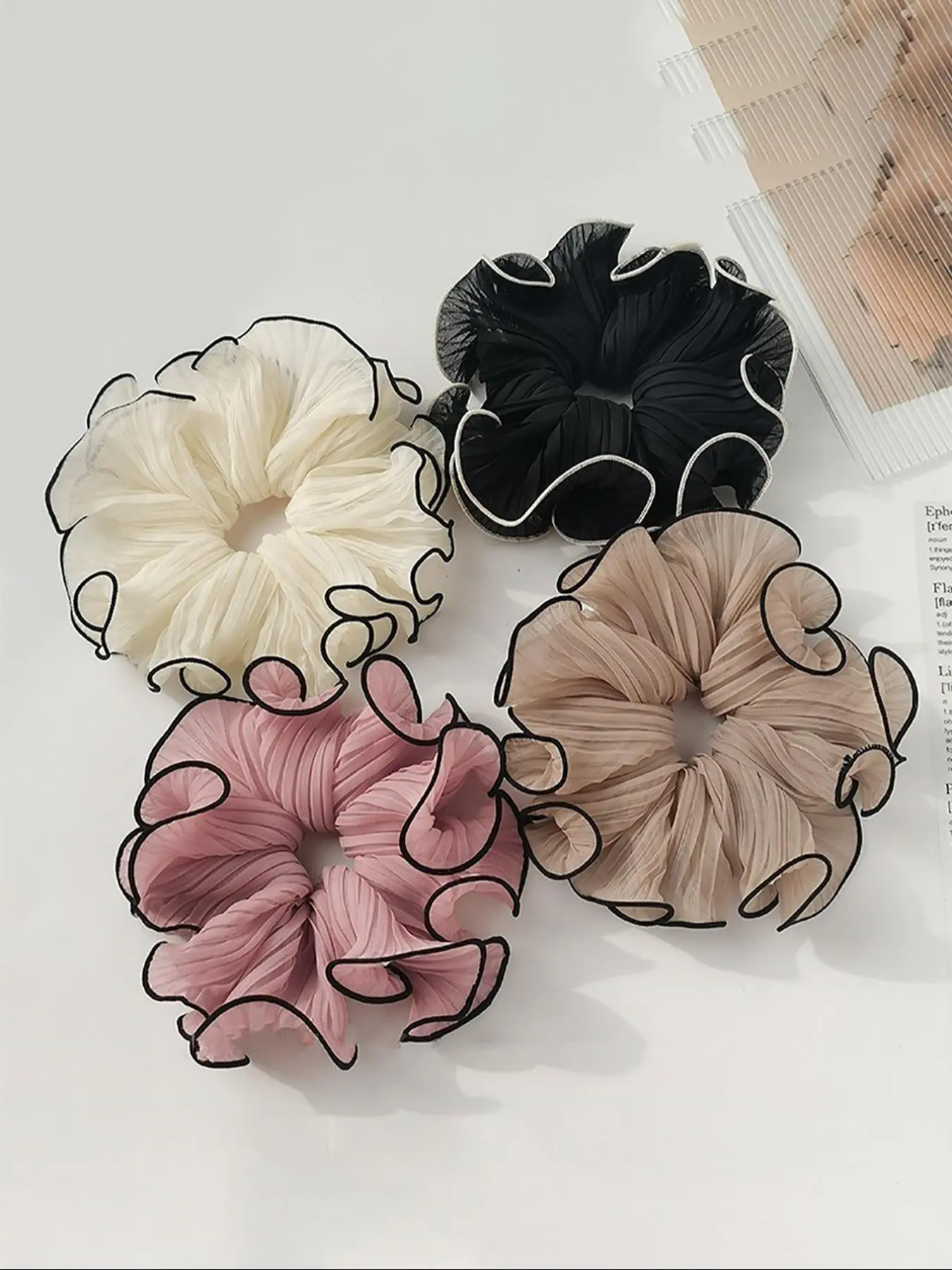 4pcs French Style Chiffon Lace Bowknot Hair Scrunchies, Cute Bowknot Design, For Daily Life, Vacation And Casual Occasions Hair Accessories, For Women, Fall, Travel, Hair Tools, Hair Stuff