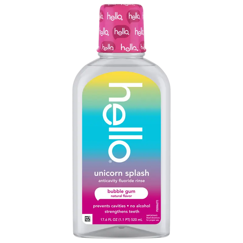 Hello Kids' Unicorn Splash Fluoride Mouthwash, Gentle Daily Oral Rinse Liquid with Xylitol, Convenient Option to Buy Mouthwash for Children's Oral Care