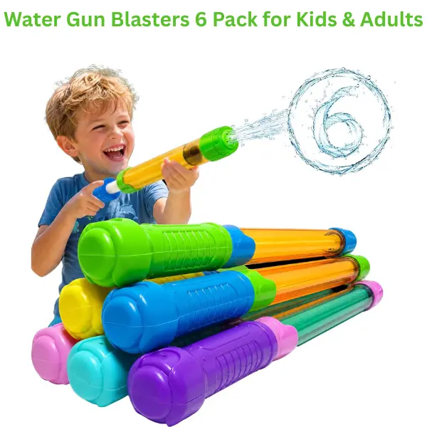 Water Gun Blasters 6 Pack for Kids & Adults, Super Soaker Pool Beach Outdoor Water Toys Summer Gift