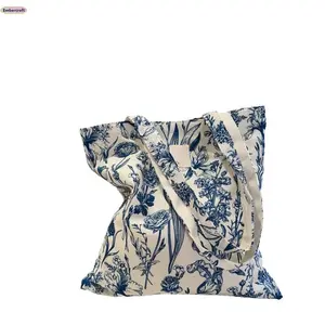 Vintage Tie Dye Canvas Tote Bag for Women, Chinese Floral Cotton Shoulder Bag, Aesthetic Boho Everyday Purse, Lightweight Reusable Shopping Handbag, Minimalist Travel School Beach Gift
