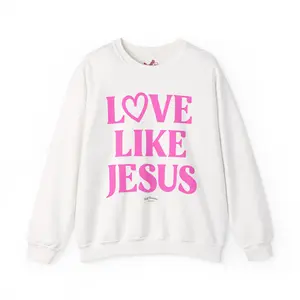 Love Like Jesus sweatshirt | Christian faith crewneck, pink typography