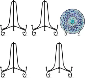 Plate Stands Display 4 Pack Plate Holder 6 '' Picture Frame Stand of Metal Frame and Small Easel Book