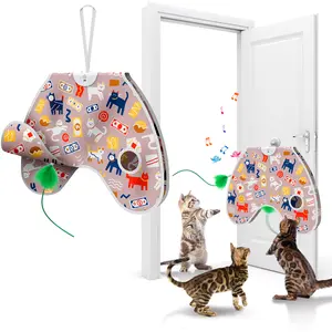 Bentopal Interactive Cat Toy Wall-Mounted Hanging Kitten Teaser with Concealed Feathers – Engaging Moving Cat Toy for Indoor Cats & Multi-Cat Households (Pink)