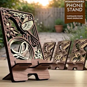 Customizable Laser-Cut Phone Stand, Durable Desk Accessory for Smartphones (Compatible with iPhone, Samsung Devices)