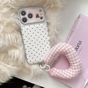 Cute Heart Polka Dot Phone Case for Apple iPhone 17/16/15/14 Pro Max/pro, High-End Fashion Shockproof Protective Anti-Drop Cover, Stylish Protective Case Accessories