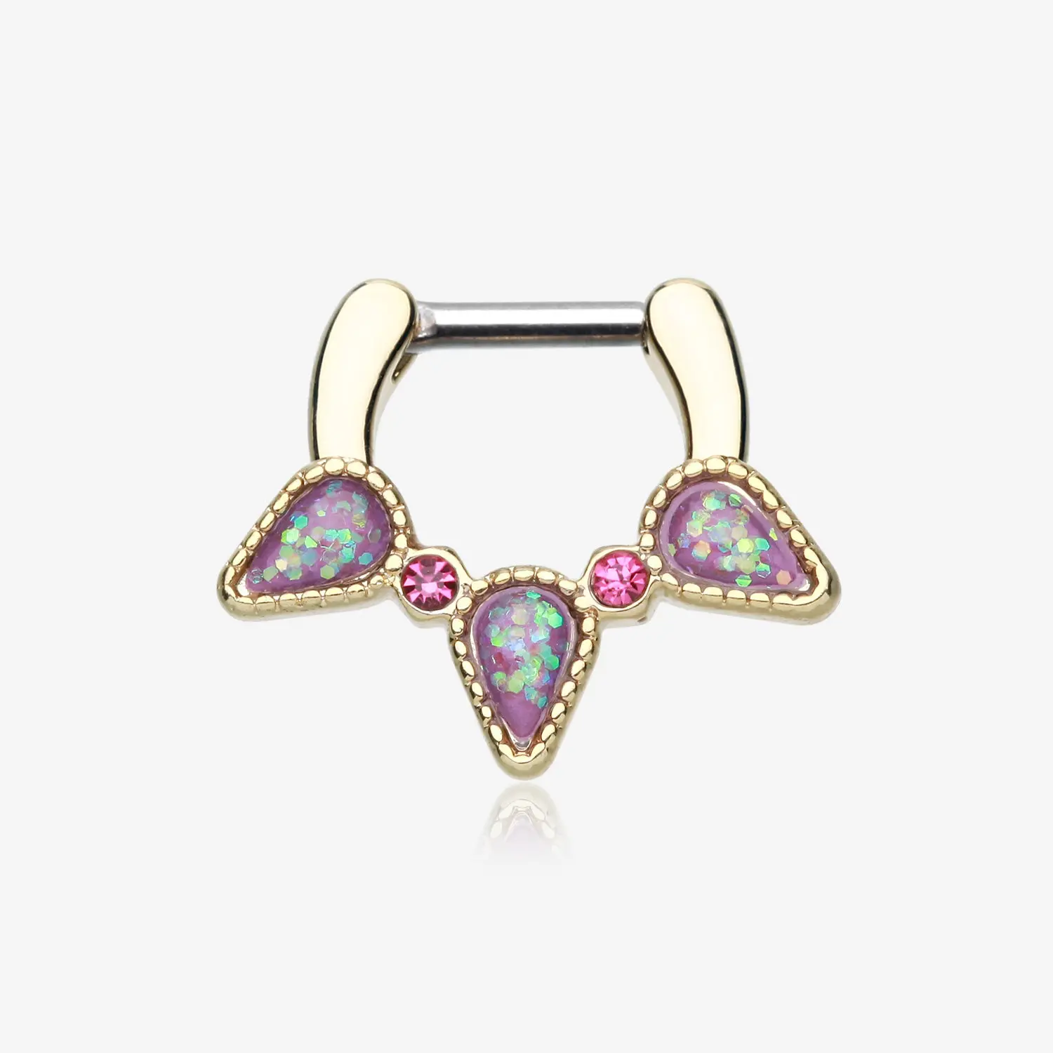 Golden Opal Sparkle Trident Septum Clicker