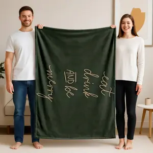 1 piece Time to enjoy food, drink, and fun. themed flannel blanket - Modern design flannel blanket, suitable for sofas and beds, all-season use, super soft and comfortable, digital printing, 100% polyester material, machine washable, suitable for