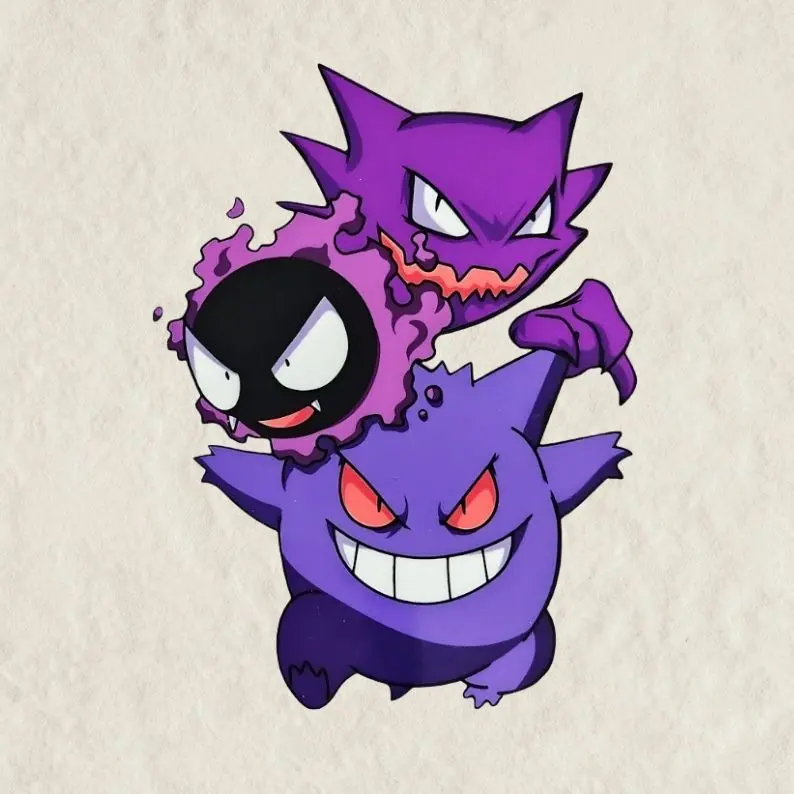 Gastly Haunter Gengar Car Decal: Waterproof Gen 1 Ghost Family Sticker