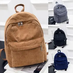 Women’s Corduroy Backpack – Trendy Solid Color School & Travel Backpack for College Students and Teenagers