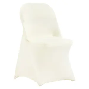 fathersdaygift VEVOR Stretch Spandex Folding Chair Covers, Universal Fitted Chair Cover, Removable Washable Protective Slipcovers, for Wedding, Holiday, Banquet, Party, Celebration, Dining (30PCS Ivory White)