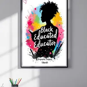Educated educator Colorful Classroom poster- colorful splash background with book image-8.5” 11” and 11” 17” available UV finish. Customize options available. From My comfy classroom. Decor Ornaments Decoration Wall Photo Artistic