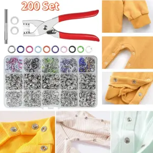 200 Pieces Stainless Steel Metal Snaps Buttons Set with Fastener Pliers Press Tool Kit, Prong Snaps, DIY Crafting, Leather, Clothing Fasteners (10 Colors/0.39 inch) - Home Improvement.