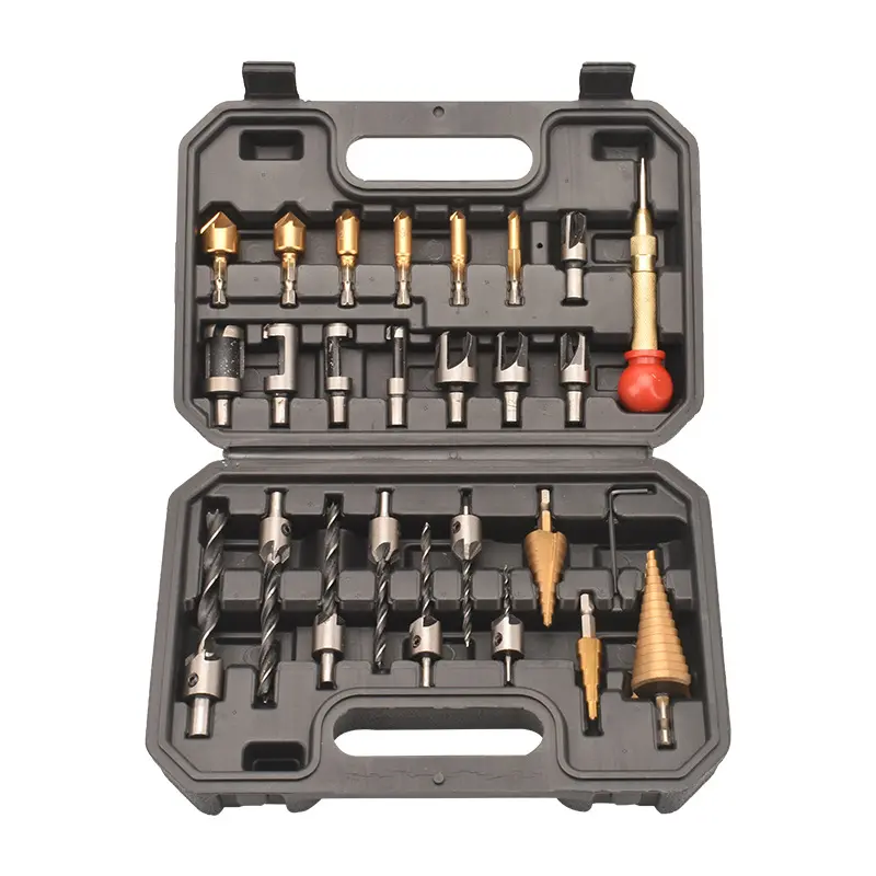 26-Piece Woodworking Drill Bit Set, Precision Positioning Chamfer Bits, Tower Hole Saw Drill Bits, Ideal for Carpentry Projects