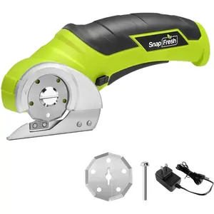 Cordless Electric Scissors, 4V Electric Mini Box Cutter, Carpet & Cardboard Cutter Tool with a Replacement Blade/Charger, Rotary Cutter for Cardboard Packages Leather Plastic （Green）