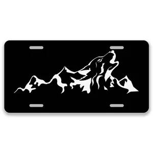 Mountain License Plate Wolf License Plate Car Decor- 12x6 In Front License Plate, – Made in USA, Car Truck Tag Humor Trucks & Cars, 4 Pre-Drilled Holes,Easy Installation,Perfect Gift Ideas