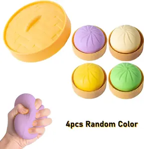 4Pack Dumpling Squishy Mystery Box, Dumplings Squeeze Stress Balls for Kids & Adults, Sensory Fidget Toys for Anxiety Relief, Crazy Fun Surprise Dumpling Ideal Gift for Boys,Girls,Teens