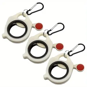 3pcs Luminous Zipper Cable Tie Finisher - Reusable, Lightweight Plastic Organizer with Keyring, White & Red, for Easy Cable Management, Cord Holder