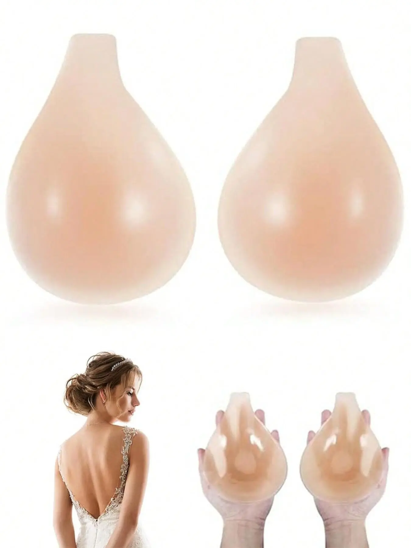 Women's Strapless Sticky Invisible Push Ip Ultra-Thin Silicone Bra Sticky Pasties Nipple Covers，Sticky Bra Nipple Cover,Strapless Bra,Lingerie,Push Up Bra,  Backless Bra Suitable For Formal Dresses, Dates, Wedding, Adhesive Invisible Bra