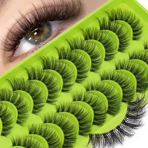 10 Pairs Natural Realistic False Lashes, Transparent Band, Cat Eye Effect, Fluffy Soft, D Curl, Mixed Length, False Eyelash Strips, Eyelashes, Fake Lashes, Makeup