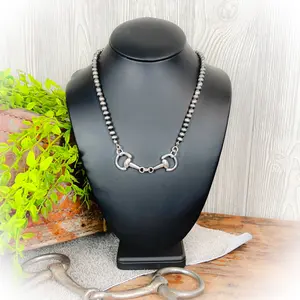 Western Broken Horse Bit Necklace - Silver Flat Byzantine Chain Jewelry Accessories