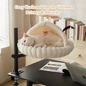 Indoor Cat Bed, Two-In-One Clip-On Cat Hammock with Nest, No Drilling Table Cat Perch, Suspended Clip-Table Cat Climber with Nest, Space-Saving, All-Season