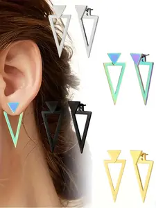 Geometric Triangle Shaped Earrings, Stainless Steel Earrings for Women, Fashion Jewelry for Party, Daily Clothing Decor, Trendy All-match & Exquisite Jewelry for Gift