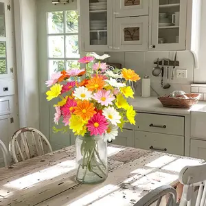 10 Bundles Artificial Daisy Flowers, Colorful Real Touch Faux Daisies, Fake Flower with Stems, Home Wedding Centerpieces, Party Table Vase Decoration