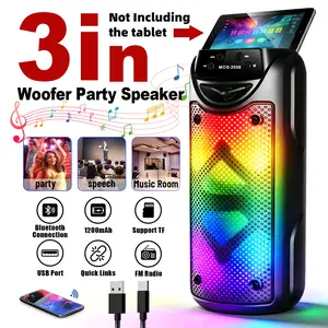 Dual speaker wireless speaker, Bluetooth portable speaker, PA speaker system, cool ambient lighting, TWS, FM, USB, long battery life, Bluetooth 5.0, built-in equalizer, party speaker for holidays, graduation gift
