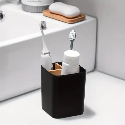 Toothbrush Holder, 1 Count 3 Slots Countertop Toothbrush Toothpaste Storage Rack, Multifunctional Toothbrush Holder for Bathroom, Bathroom Accessory, Toothbrush Organizer, Toothbrush Holders for Bathrooms
