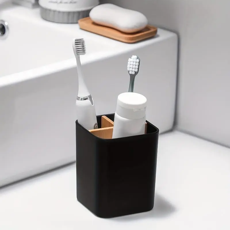 Toothbrush Holder, 1 Count 3 Slots Countertop Toothbrush Toothpaste Storage Rack, Multifunctional Toothbrush Holder for Bathroom, Bathroom Accessory, Toothbrush Organizer, Toothbrush Holders for Bathrooms