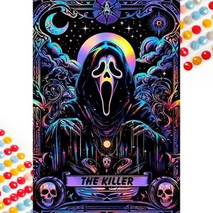 5D DIY Full Drill Round Diamond Painting - Diamond Art Painting Kit Masked Ghost Mosaic, Canvas - DIY Decorative Painting, Home Wall Decor, Suitable for Halloween, Christmas, Birthday, and Anniversary Gifts, Diamond Painting Kits