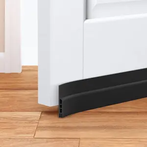 Generic Door Draft Stopper, Black, 2" W x 40" L, Silicone, Under Door Sweep, Weather Stripping, Garage Window Blocker, Noise & Cold Air Insulation