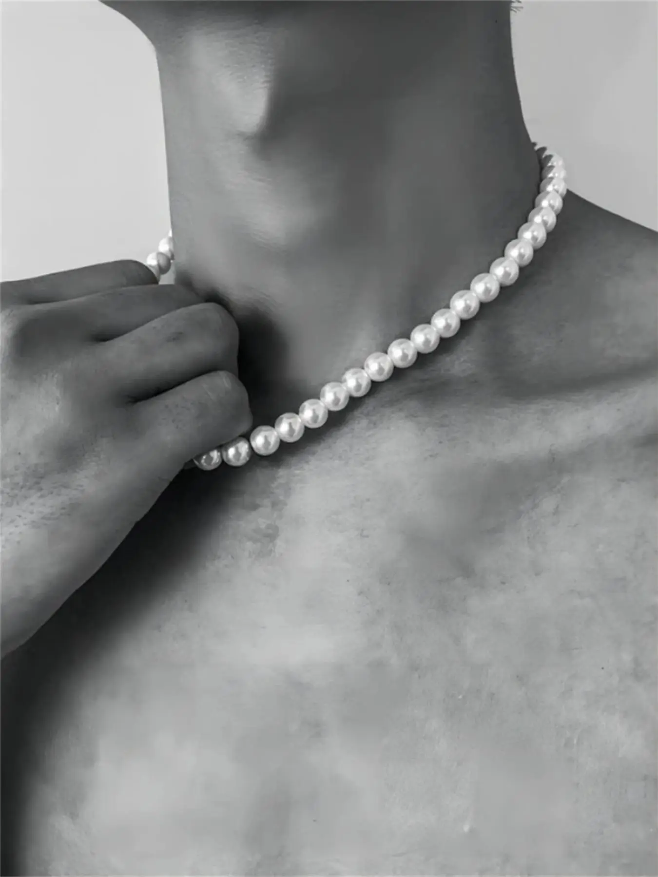 Faux Pearl Beaded Necklace For Men, Elegant Matching Jewelry For Party, Daily Clothing Decor For Girl