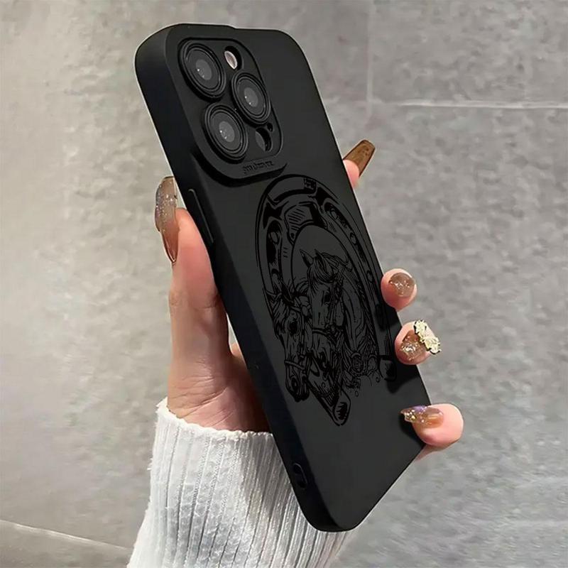 for iPhone 17 ProMax Horse Pattern Phone Case, Decorative Phone Protector Cover, Phone Accessories Compatible with iPhone 11 12 13 14 15 Pro Max 15 Plus 16 16 Pro Max, Casing