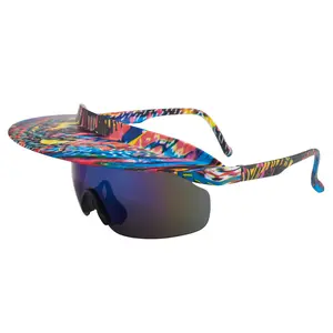 Unisex Shield Visor Sunglasses - Unisex Fashionable Glasses with Integrated Hat Brim, Lightweight Mirrored Lenses, Sporty Shades Ideal for Cycling, Beach Days, Outdoor Sports