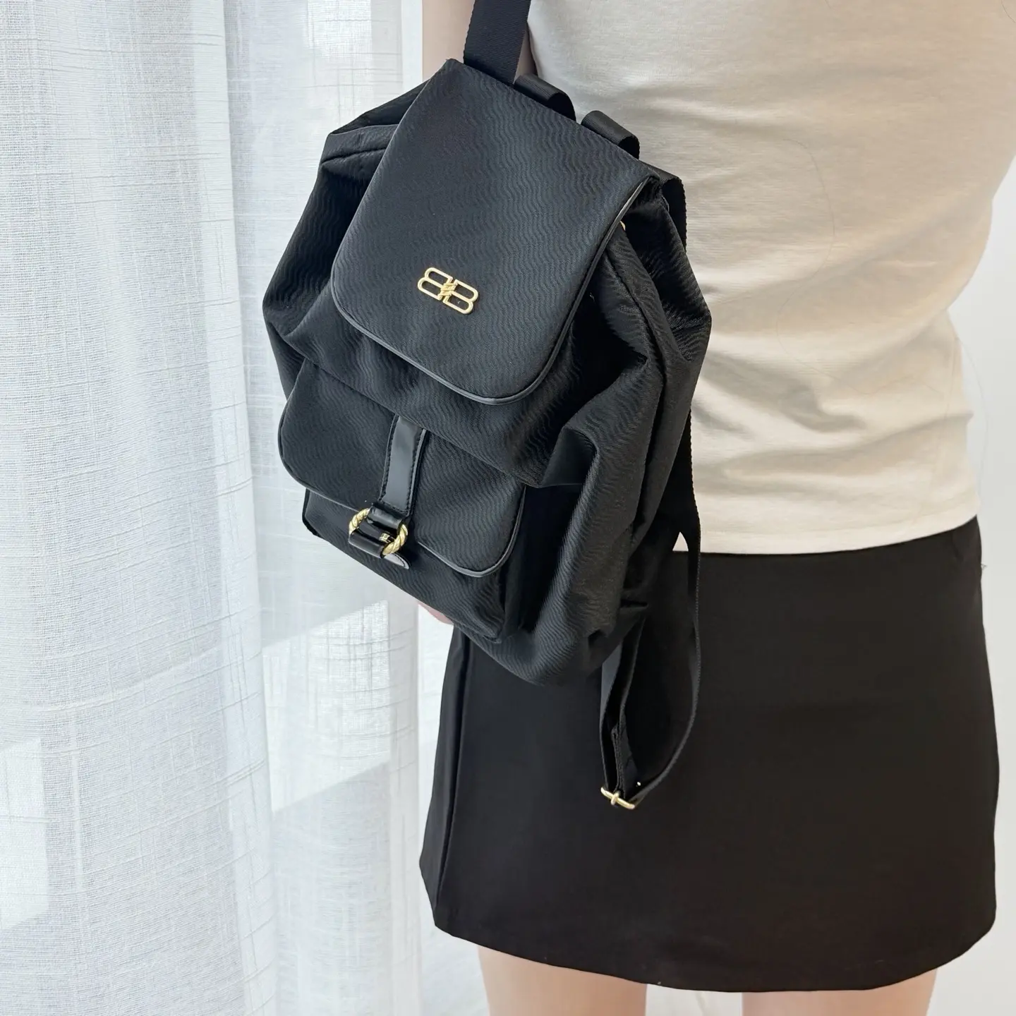 Pre-owned Balenciaga Vintage BB Logo Backpack+Black+Luxury Bag | 13317