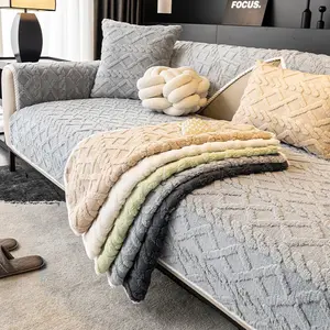 Winter Warm Sofa Pad, Thick Plush Soft Cushion Cover, Non-Slip Modern Design, Pet Friendly, Suitable for Living Room Bedroom Office