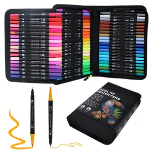 Double Brush Pen Set, 60 Color Marking Pens, Dual-Head Art Brushes, Professional Art Supplies for Calligraphy, Sketches, Note-Taking, Artist Supplies