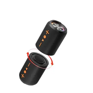 Portable 2-in-1 Detachable Cylinder Bluetooth Speaker with Colorful Lights and Heavy Bass
