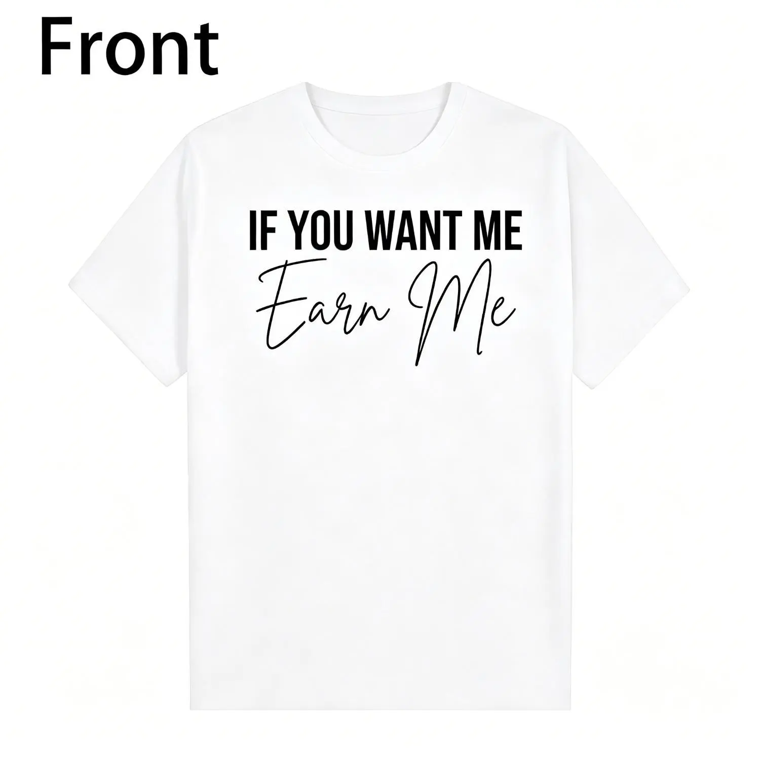 Cotton T-shirt with Sassy Quote Graphic Design Featuring Unique Letter Print and Casual Crew Neck Short Sleeve Style